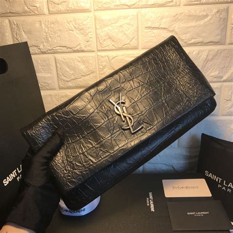 ysl clutch black and white|ysl crocodile clutch.